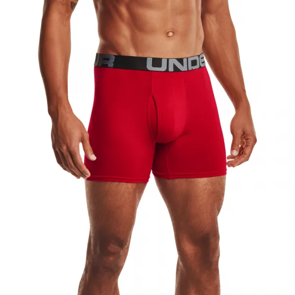 Pánske boxerky UNDER ARMOUR UA Charged Cotton 6in 3 Pack-RED
