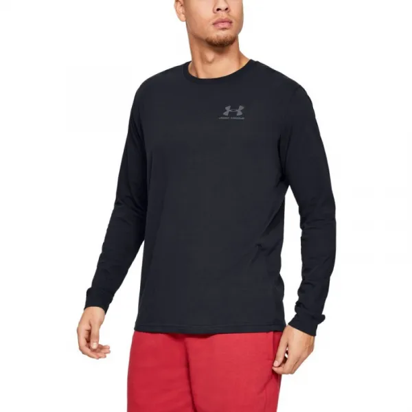 Pánske tréningové tričko s dlhým rukávom UNDER ARMOUR UA SPORTSTYLE LEFT CHEST LS-BLK