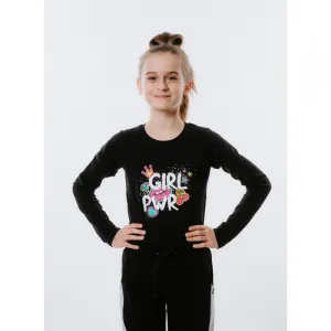 Dievčenské tričko s dlhým rukávom AUTHORITY KIDS T-POWER black