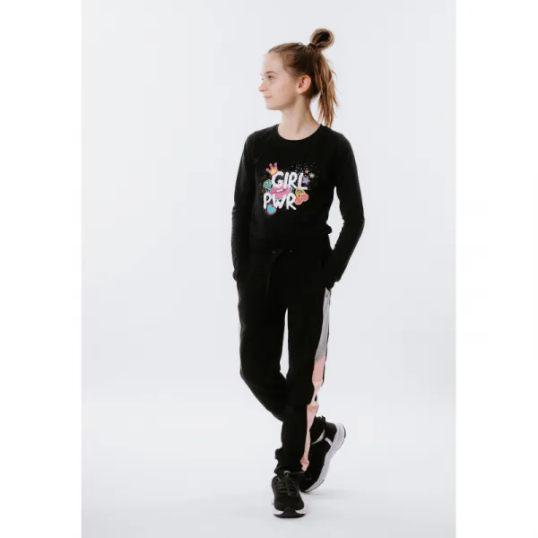 Dievčenské tričko s dlhým rukávom AUTHORITY KIDS T-POWER black