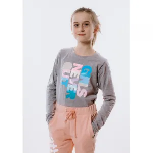 Dievčenské tričko s dlhým rukávom AUTHORITY KIDS T-NEVER grey