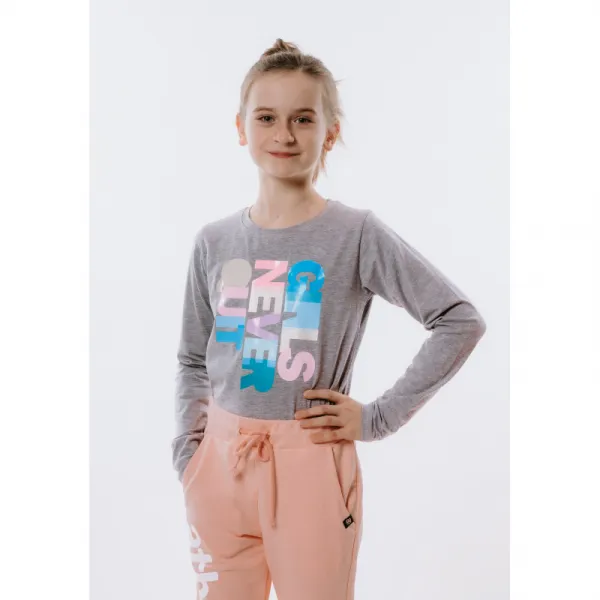 Dievčenské tričko s dlhým rukávom AUTHORITY KIDS T-NEVER grey