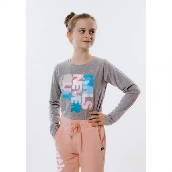 Dievčenské tričko s dlhým rukávom AUTHORITY KIDS T-NEVER grey