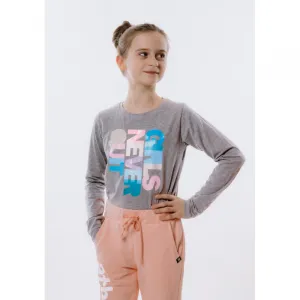Dievčenské tričko s dlhým rukávom AUTHORITY KIDS T-NEVER grey