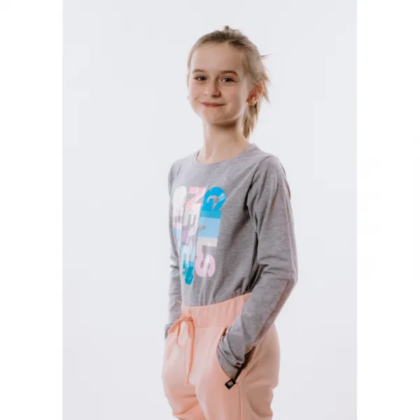 Dievčenské tričko s dlhým rukávom AUTHORITY KIDS T-NEVER grey