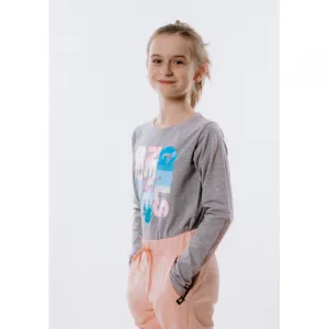 Dievčenské tričko s dlhým rukávom AUTHORITY KIDS T-NEVER grey