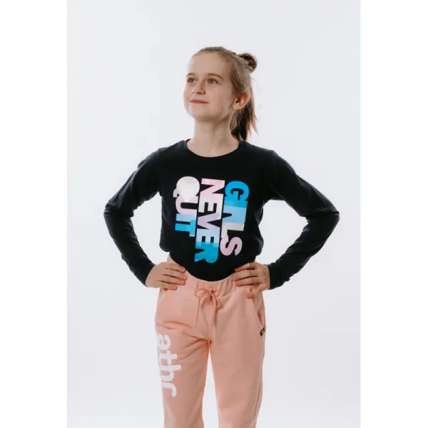 Dievčenské tričko s dlhým rukávom AUTHORITY KIDS T-NEVER navy
