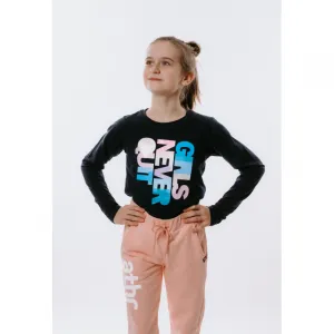 Dievčenské tričko s dlhým rukávom AUTHORITY KIDS T-NEVER navy