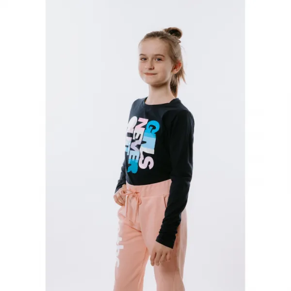 Dievčenské tričko s dlhým rukávom AUTHORITY KIDS T-NEVER navy