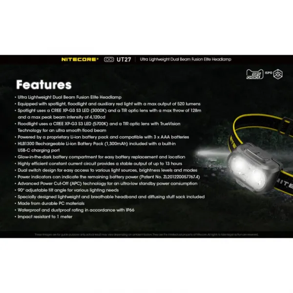 Čelovka NITECORE UT27