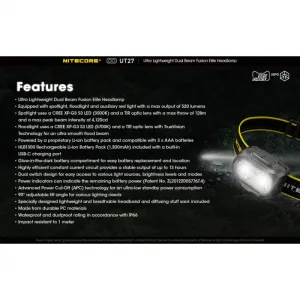 Čelovka NITECORE UT27