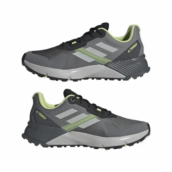 Pánska bežecká trailová obuv ADIDAS Terrex Soulstride grey four grey two pulse lime