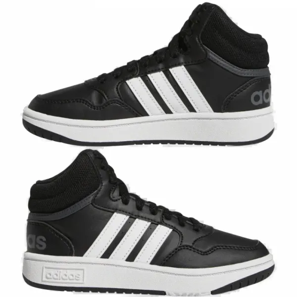 Juniorská rekreačná obuv ADIDAS Hoops Mid 3.0 K core black cloud white grey six