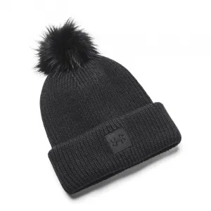 Dámska zimná čiapka UNDER ARMOUR UA Halftime Ribbed Pom-BLK