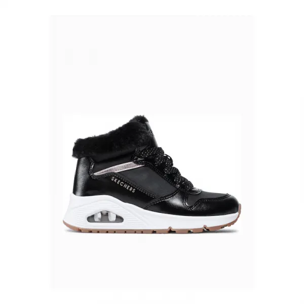 Dievčenské členkové zimné topánky SKECHERS Uno Cozy On Air black gold