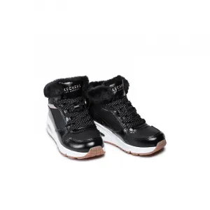 Dievčenské členkové zimné topánky SKECHERS Uno Cozy On Air black gold