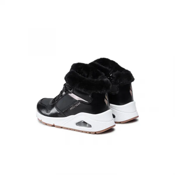 Dievčenské členkové zimné topánky SKECHERS Uno Cozy On Air black gold