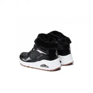 Dievčenské členkové zimné topánky SKECHERS Uno Cozy On Air black gold
