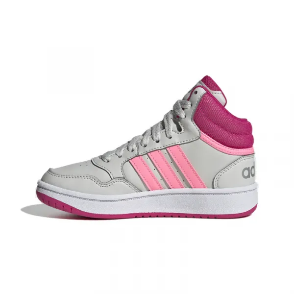 Dievčenská rekreačná obuv ADIDAS Hoops 3.0 Mid K grey one beam pink team real magenta