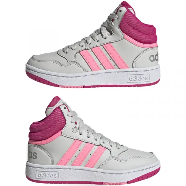 Dievčenská rekreačná obuv ADIDAS Hoops 3.0 Mid K grey one beam pink team real magenta
