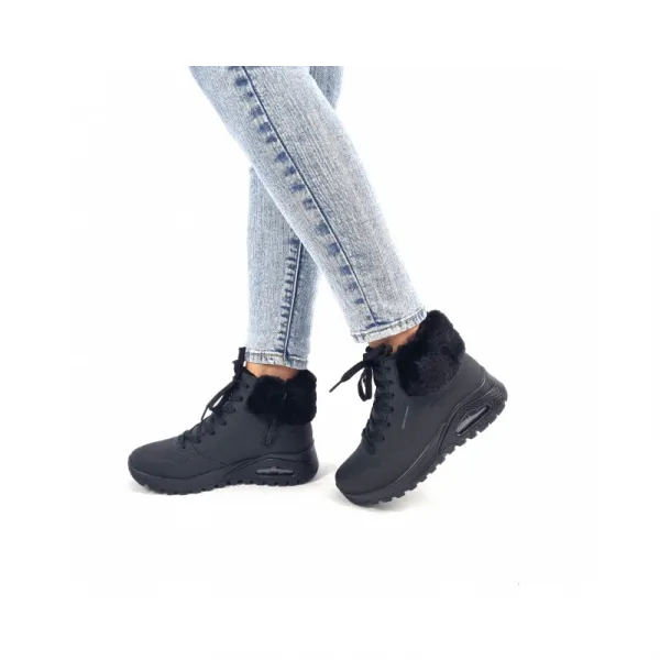 Dámske členkové zimné topánky SKECHERS Uno Rugged Fall Air black