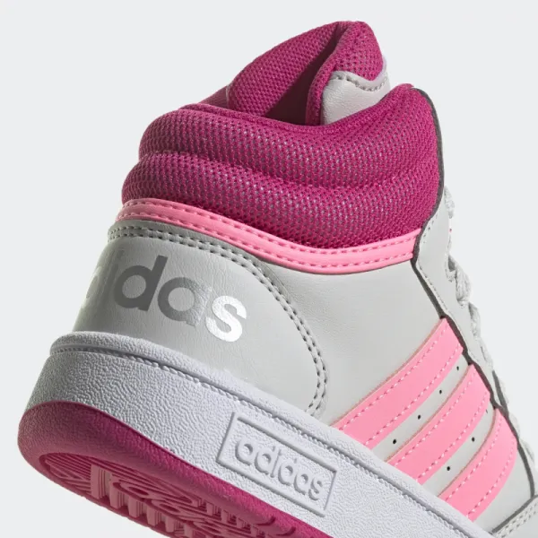Dievčenská rekreačná obuv ADIDAS Hoops 3.0 Mid K grey one beam pink team real magenta