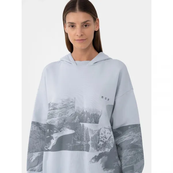 Dámska turistická mikina s kapucňou 4F WOMENS SWEATSHIRT BLD013-34S-LIGHT BLUE