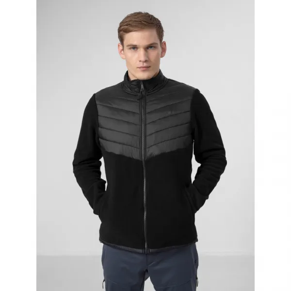 Pánska turistická flisová mikina so zipsom 4F MENS FLEECE PLM014A-20S-DEEP BLACK