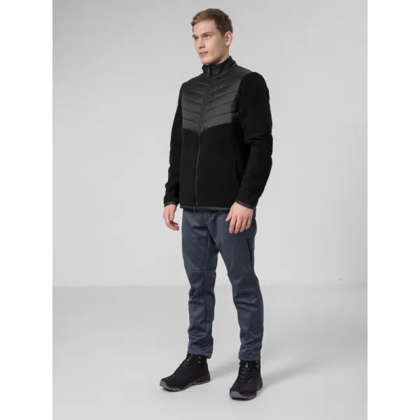 Pánska turistická flisová mikina so zipsom 4F MENS FLEECE PLM014A-20S-DEEP BLACK