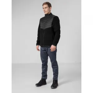 Pánska turistická flisová mikina so zipsom 4F MENS FLEECE PLM014A-20S-DEEP BLACK