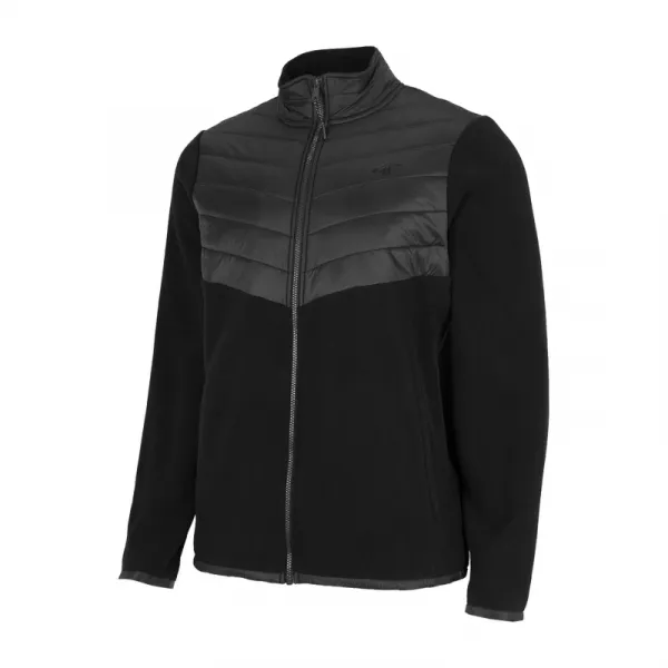 Pánska turistická flisová mikina so zipsom 4F MENS FLEECE PLM014A-20S-DEEP BLACK