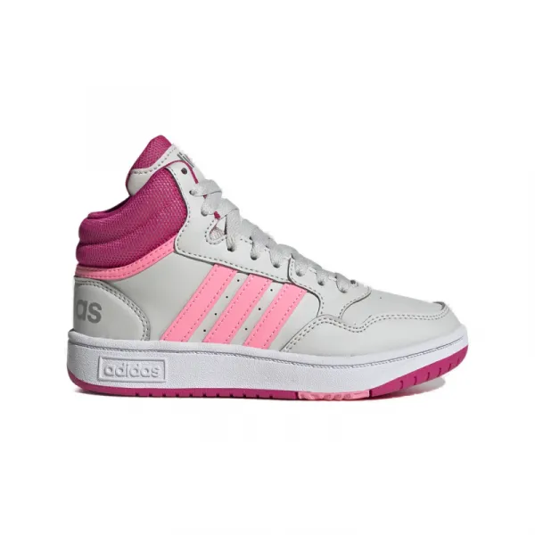 Dievčenská rekreačná obuv ADIDAS Hoops 3.0 Mid K grey one beam pink team real magenta