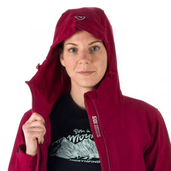 Dámska turistická softshellová bunda NORTHFINDER ASHLEE-510-cherry