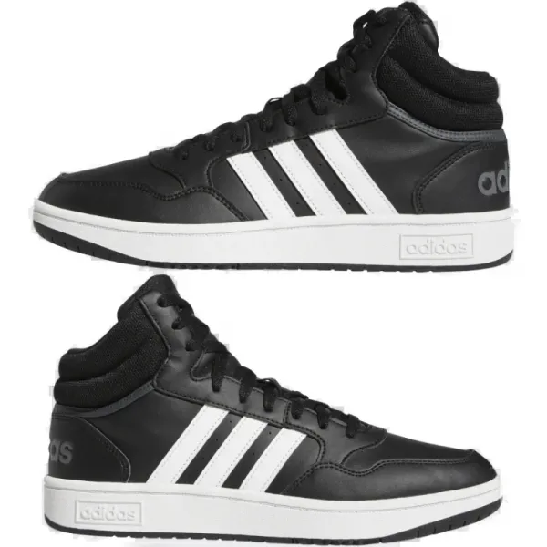 Pánska rekreačná obuv ADIDAS Hoops 3.0 Mid M core black cloud white grey six