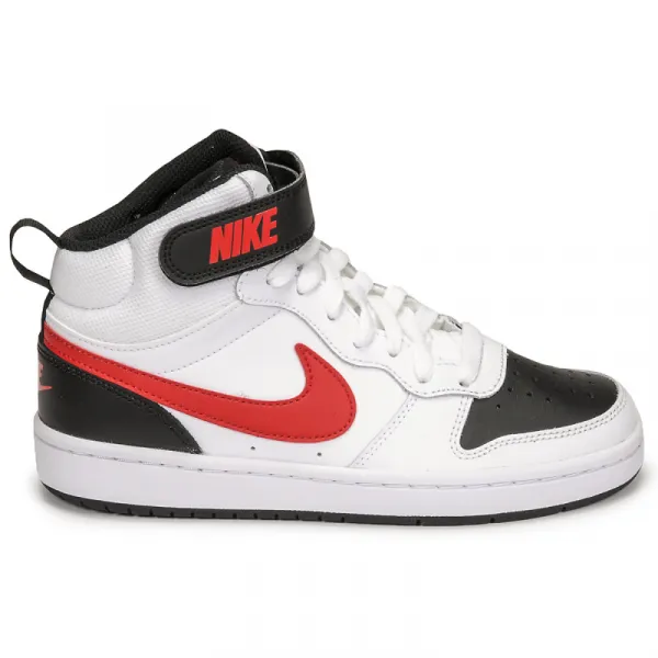 Chlapčenská rekreačná obuv NIKE Court Borough Mid 2 white black university red