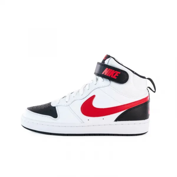 Chlapčenská rekreačná obuv NIKE Court Borough Mid 2 white black university red