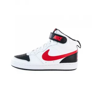 Chlapčenská rekreačná obuv NIKE Court Borough Mid 2 white black university red