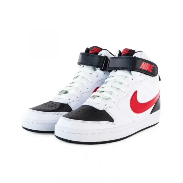 Chlapčenská rekreačná obuv NIKE Court Borough Mid 2 white black university red