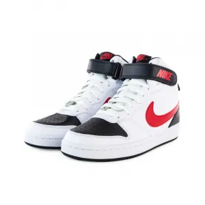 Chlapčenská rekreačná obuv NIKE Court Borough Mid 2 white black university red