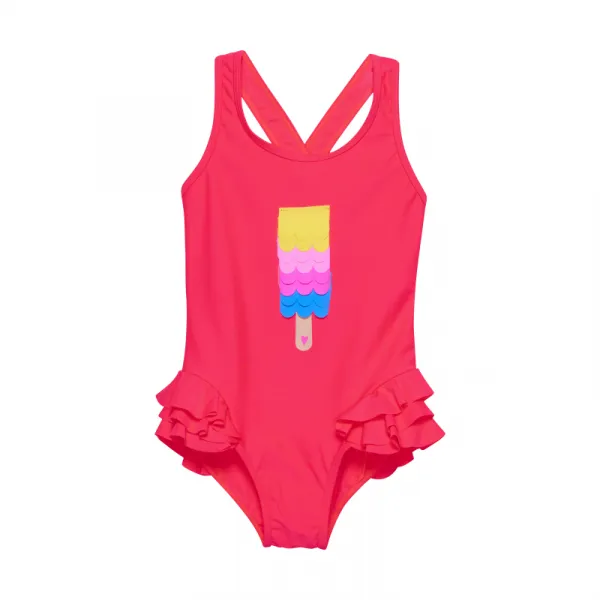 Dievčenské plavky COLOR KIDS Swimsuit W. Application, diva pink 720119.5380