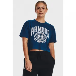 Dámske tréningové tričko s krátkym rukávom UNDER ARMOUR UA COLLEGIATE CREST CROP SS -BLU