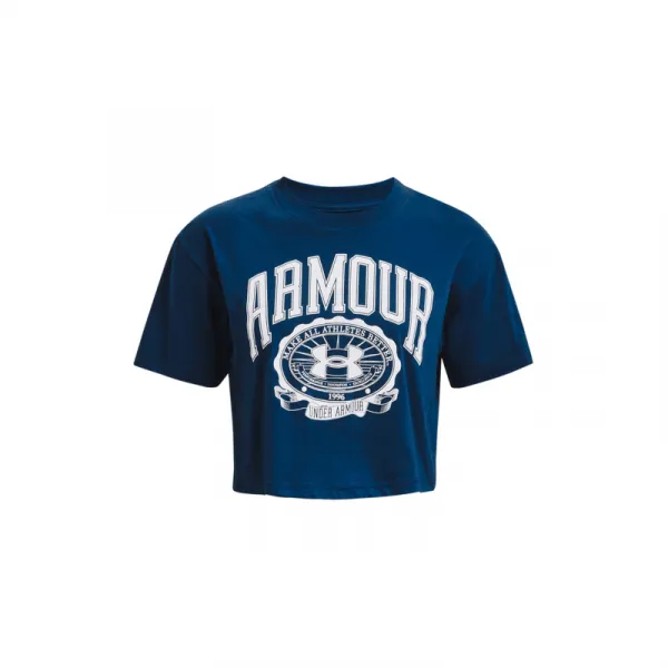 Dámske tréningové tričko s krátkym rukávom UNDER ARMOUR UA COLLEGIATE CREST CROP SS -BLU
