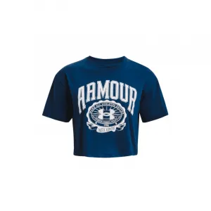 Dámske tréningové tričko s krátkym rukávom UNDER ARMOUR UA COLLEGIATE CREST CROP SS -BLU