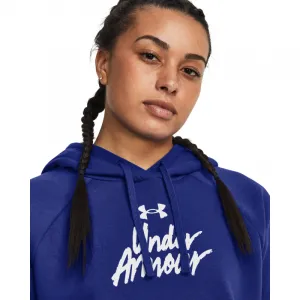 Dámska zateplená tréningová mikina s kapucňou UNDER ARMOUR UA Rival Fleece Graphic Hdy-Royal BLU