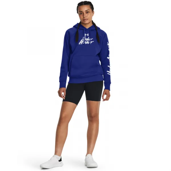 Dámska zateplená tréningová mikina s kapucňou UNDER ARMOUR UA Rival Fleece Graphic Hdy-Royal BLU