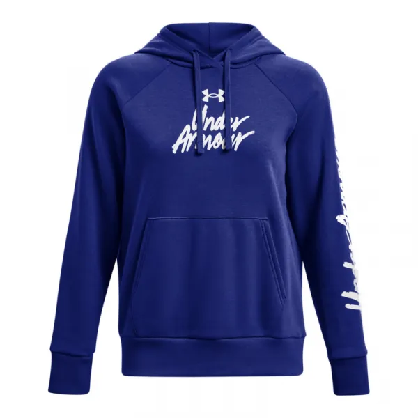 Dámska zateplená tréningová mikina s kapucňou UNDER ARMOUR UA Rival Fleece Graphic Hdy-Royal BLU