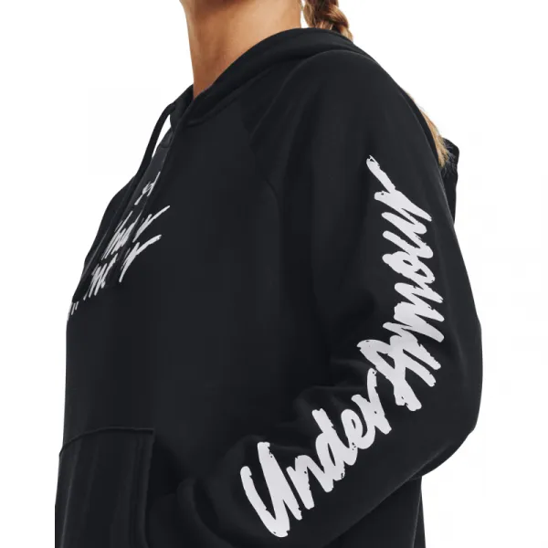 Dámska zateplená tréningová mikina s kapucňou UNDER ARMOUR UA Rival Fleece Graphic Hdy-BLK