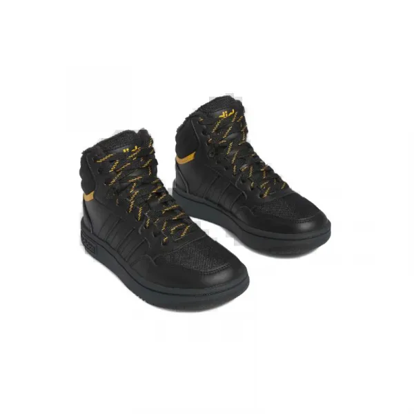 Chlapčenské členkové zimné topánky ADIDAS Hoops 3.0 Mid K core black core black preloved yellow