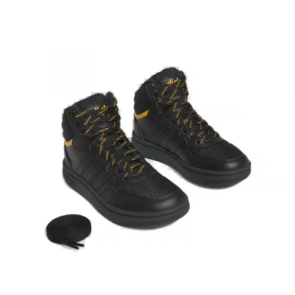 Chlapčenské členkové zimné topánky ADIDAS Hoops 3.0 Mid K core black core black preloved yellow