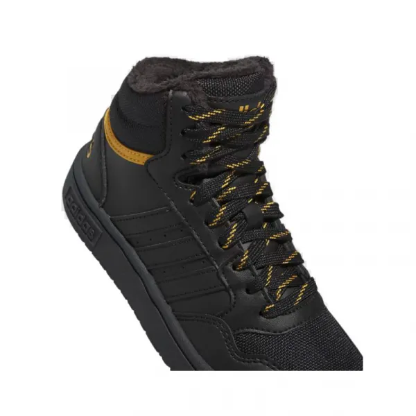 Chlapčenské členkové zimné topánky ADIDAS Hoops 3.0 Mid K core black core black preloved yellow